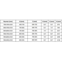 Mexen Pretoria Duo  Cabina de  dus Usa batanta  70 x 70 cm, transparent,  negru  - 852-070-070-70-00-02