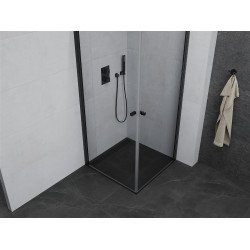 Mexen Pretoria Duo  Cabina de  dus Usa batanta  80 x 80 cm, transparent,  negru  - 852-080-080-70-00-02