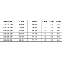 Mexen Pretoria Duo  Cabina de  dus Usa batanta  80 x 80 cm, transparent,  negru  - 852-080-080-70-00-02