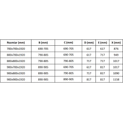 Mexen Pretoria Duo  Cabina de  dus Usa batanta  90 x 80 cm, transparent,  negru  - 852-090-080-70-00-02
