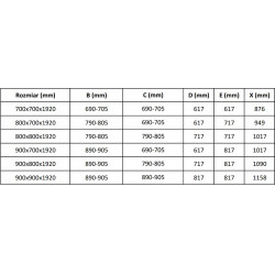 Mexen Pretoria Duo  Cabina de  dus Usa batanta  90 x 80 cm, transparent,  negru  - 852-090-080-70-00-02
