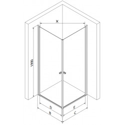 Mexen Pretoria Duo  Cabina de  dus Usa batanta  100 x 90 cm, transparent, chrom - 852-100-090-02-00