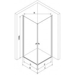 Mexen Pretoria Duo  Cabina de  dus Usa batanta  100 x 90 cm, transparent, chrom - 852-100-090-02-00