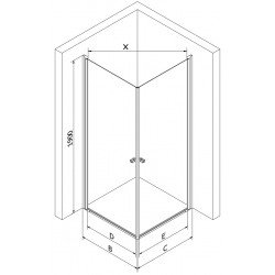 Mexen Pretoria Duo  Cabina de  dus Usa batanta  100 x 100 cm, transparent, chrom - 852-100-100-02-00