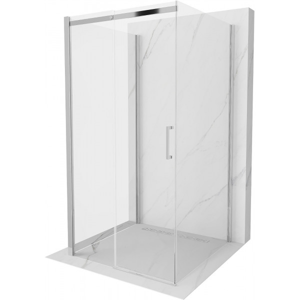 Mexen Omega Cabina de dus cu 3 pereti, culisanta  100 x 100 cm, transparent, chrom - 825-100-100-01-00-3S