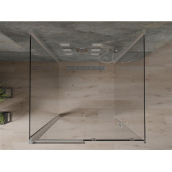 Mexen Omega Cabina de dus cu 3 pereti, culisanta  100 x 100 cm, transparent, chrom - 825-100-100-01-00-3S
