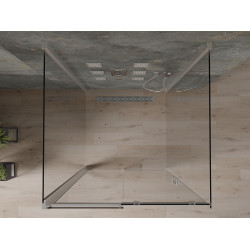 Mexen Omega Cabina de dus cu 3 pereti, culisanta  100 x 100 cm, transparent, chrom - 825-100-100-01-00-3S