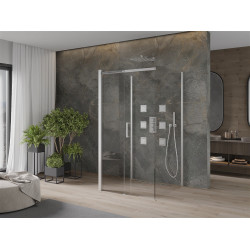 Mexen Omega Cabina de dus cu 3 pereti, culisanta  100 x 100 cm, transparent, chrom - 825-100-100-01-00-3S