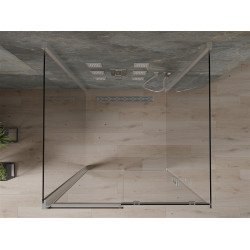 Mexen Omega Cabina de dus cu 3 pereti, culisanta  100 x 100 cm, transparent, chrom - 825-100-100-01-00-3S