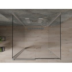 Mexen Omega Cabina de dus cu 3 pereti, culisanta  100 x 100 cm, transparent, chrom - 825-100-100-01-00-3S