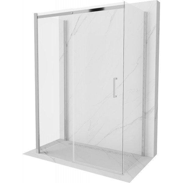Mexen Omega Cabina de dus cu 3 pereti, culisanta  140 x 80 cm, transparent, chrom - 825-140-080-01-00-3S
