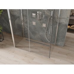 Mexen Omega Cabina de dus cu 3 pereti, culisanta  140 x 80 cm, transparent, chrom - 825-140-080-01-00-3S