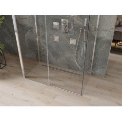 Mexen Omega Cabina de dus cu 3 pereti, culisanta  140 x 80 cm, transparent, chrom - 825-140-080-01-00-3S