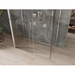 Mexen Omega Cabina de dus cu 3 pereti, culisanta  140 x 80 cm, transparent, chrom - 825-140-080-01-00-3S