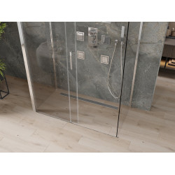 Mexen Omega Cabina de dus cu 3 pereti, culisanta  140 x 80 cm, transparent, chrom - 825-140-080-01-00-3S