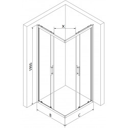 Mexen Rio Cabina de dus Usa culisanta 70 x 70 cm, transparent, chrom - 860-070-070-01-00