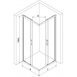 Mexen Rio Cabina de dus Usa culisanta 90 x 90 cm, transparent,  negru  - 860-090-090-70-00