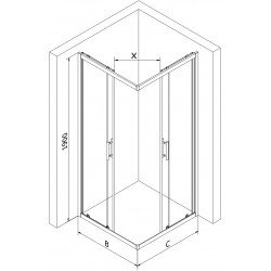 Mexen Rio Cabina de dus Usa culisanta 90 x 90 cm,  intimato ,  negru  - 860-090-090-70-20