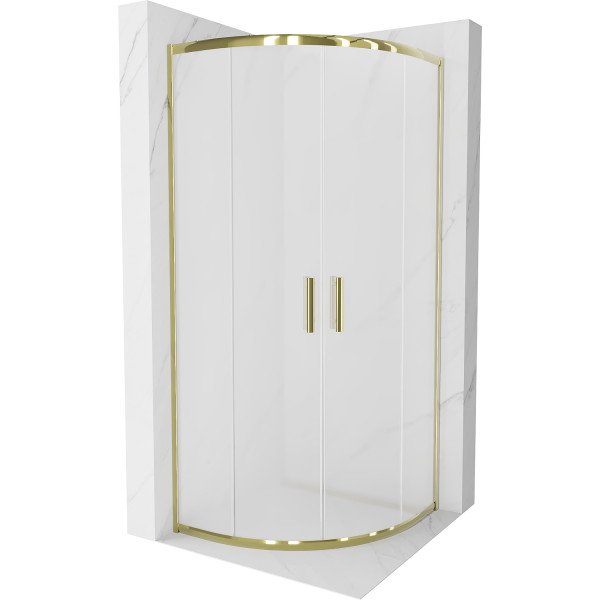 Mexen Rio Cabina de dus semirotunda 80 x 80 cm,  satin,  auriu  - 863-080-080-50-30