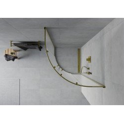 Mexen Rio Cabina de dus semirotunda 80 x 80 cm,  satin,  auriu  - 863-080-080-50-30