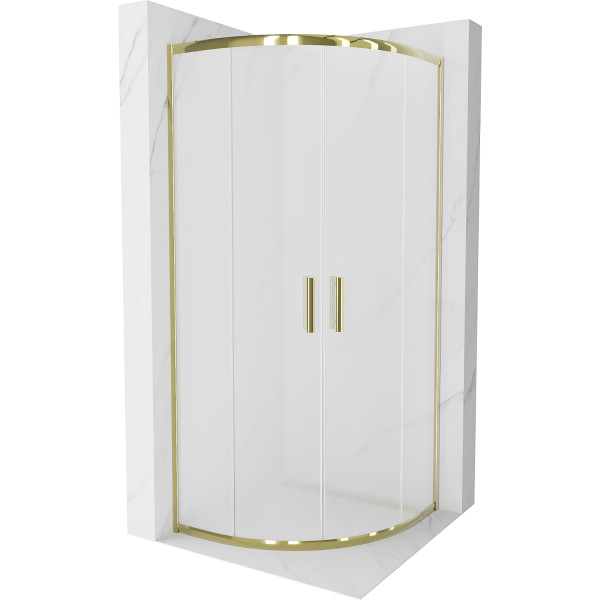 Mexen Rio Cabina de dus semirotunda 90 x 90 cm,  satin,  auriu  - 863-090-090-50-30