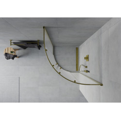 Mexen Rio Cabina de dus semirotunda 90 x 90 cm,  satin,  auriu  - 863-090-090-50-30