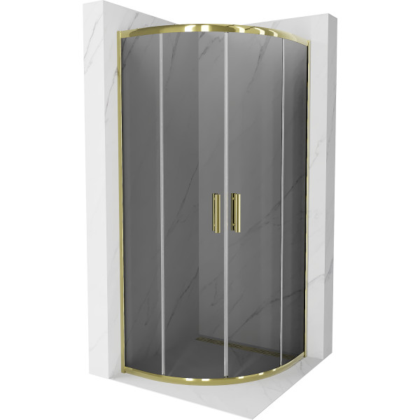 Mexen Rio Cabina de dus semirotunda 80 x 80 cm, grafit,  auriu  - 863-080-080-50-40