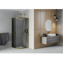 Mexen Rio Cabina de dus semirotunda 80 x 80 cm, grafit,  auriu  - 863-080-080-50-40