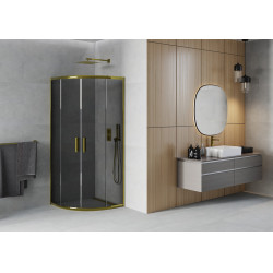 Mexen Rio Cabina de dus semirotunda 80 x 80 cm, grafit,  auriu  - 863-080-080-50-40