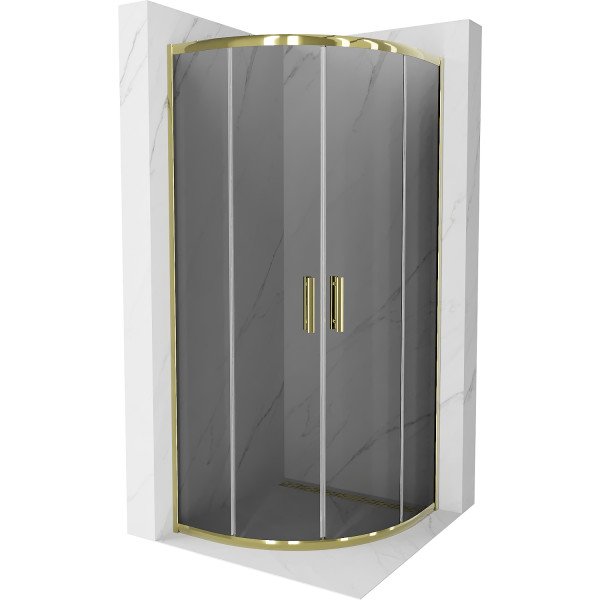 Mexen Rio Cabina de dus semirotunda 90 x 90 cm, grafit,  auriu  - 863-090-090-50-40