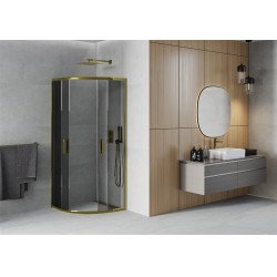 Mexen Rio Cabina de dus semirotunda 90 x 90 cm, grafit,  auriu  - 863-090-090-50-40