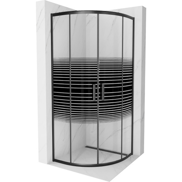 Mexen Rio Cabina de dus semirotunda 70 x 70 cm,  intimato , negru - 863-070-070-70-20