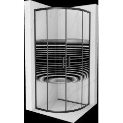 Mexen Rio Cabina de dus semirotunda 70 x 70 cm,  intimato , negru - 863-070-070-70-20