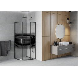 Mexen Rio Cabina de dus semirotunda 70 x 70 cm,  intimato , negru - 863-070-070-70-20 Cabina de dus 467680 Mexen