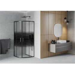 Mexen Rio Cabina de dus semirotunda 80 x 80 cm,  intimato , negru - 863-080-080-70-20 Cabina de dus 467680 Mexen