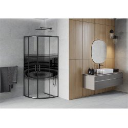 Mexen Rio Cabina de dus semirotunda 90 x 90 cm,  intimato , negru - 863-090-090-70-20 Cabina de dus 467680 Mexen