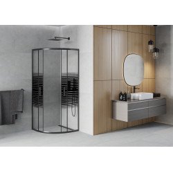 Mexen Rio Cabina de dus semirotunda 90 x 90 cm,  intimato , negru - 863-090-090-70-20