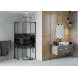 Mexen Rio Cabina de dus semirotunda 90 x 90 cm,  intimato , negru - 863-090-090-70-20