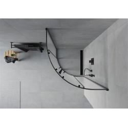 Mexen Rio Cabina de dus semirotunda 70 x 70 cm,  satin, negru - 863-070-070-70-30