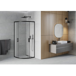 Mexen Rio Cabina de dus semirotunda 70 x 70 cm,  satin, negru - 863-070-070-70-30
