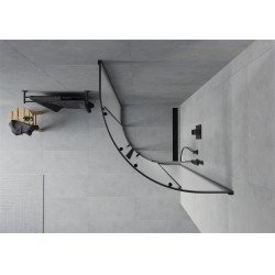 Mexen Rio Cabina de dus semirotunda 70 x 70 cm,  satin, negru - 863-070-070-70-30