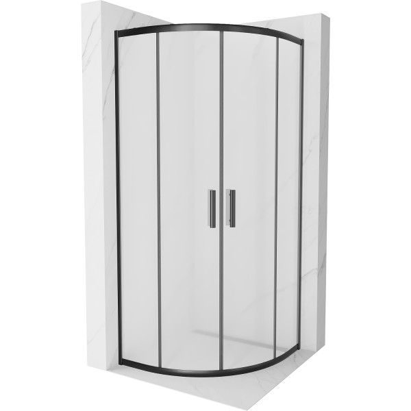 Mexen Rio Cabina de dus semirotunda 80 x 80 cm,  satin, negru - 863-080-080-70-30
