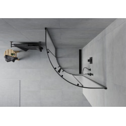 Mexen Rio Cabina de dus semirotunda 80 x 80 cm,  satin, negru - 863-080-080-70-30