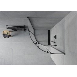 Mexen Rio Cabina de dus semirotunda 90 x 90 cm,  satin, negru - 863-090-090-70-30