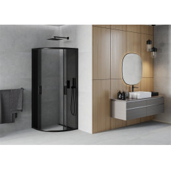 Mexen Rio Cabina de dus semirotunda 70 x 70 cm, grafit, negru - 863-070-070-70-40