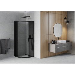 Mexen Rio Cabina de dus semirotunda 70 x 70 cm, grafit, negru - 863-070-070-70-40