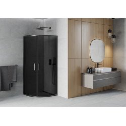 Mexen Rio Cabina de dus semirotunda 70 x 70 cm, grafit, negru - 863-070-070-70-40