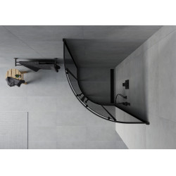 Mexen Rio Cabina de dus semirotunda 80 x 80 cm, grafit, negru - 863-080-080-70-40