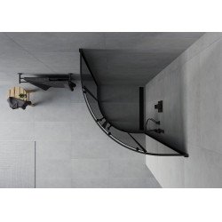 Mexen Rio Cabina de dus semirotunda 90 x 90 cm, grafit, negru - 863-090-090-70-40