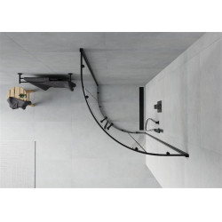 Mexen Rio Cabina de dus semirotunda 70 x 70 cm, transparent, negru - 863-070-070-70-00